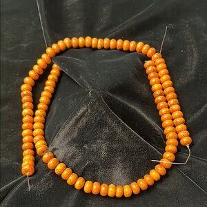2 Strands Oval Shaped Variegated Orange Beads—Heavy & Gorgeous—Make it Yours!